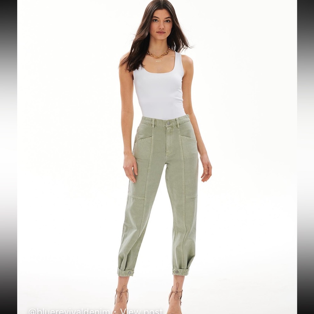 Blue Revival size24 olive green cargo style denim